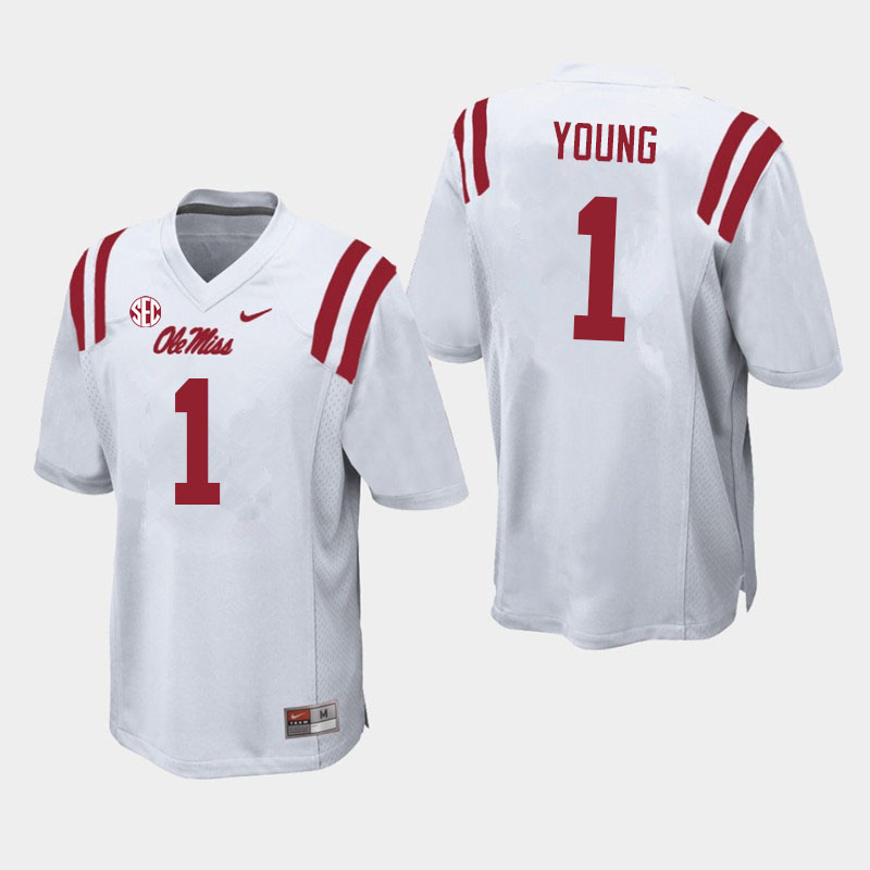 Men #1 Isheem Young Ole Miss Rebels College Football Jerseys Sale-White